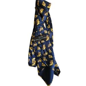 Charles de La Jonchere Vintage  Men Navy Blue Silk Tie